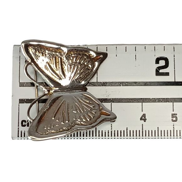 VTG Sterling Silver Butterfly Brooch Pin 3D Design Textured Wings Marked RNS 1x1 - Picture 9 of 10